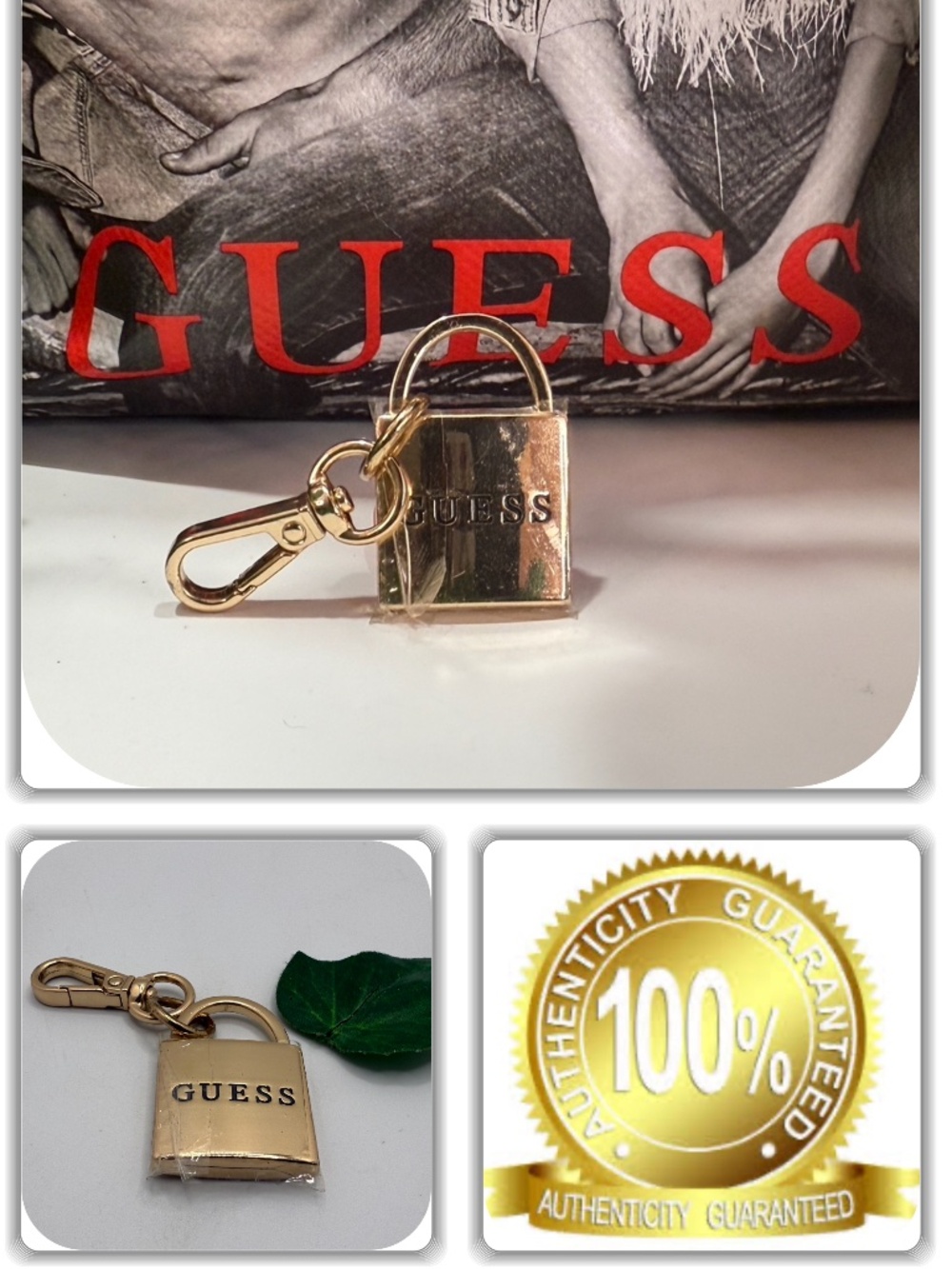 NWP-GUESS GOLD LOCK BAG CHARM!